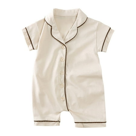 

MuZeFu Baby Girl Clothes Clearance under $10 Baby Girl Clothes Outfit Child s Summer Jumpsuit Boys And Girls Baby Botton Short Sleeve Turndown Neck Cute Solid Shorts Rompers