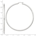 thumbnail image 4 of 925 Sterling Silver Women's Anti-Tarnish Coating Classic Tube 2.5mm Round Hoop Earrings | 71mm, 4 of 4