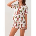 thumbnail image 4 of Christmas Pajama Set for Women Short Sleeve Tops + Elastic Waist Shorts Pjs Loungewear Set Holiday Sleepwear, 4 of 6