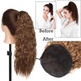 thumbnail image 3 of Benehair Real Thick Clip in Ponytail Hair Extensions 100% Natural Drawstring Long Corn Wavy Pony Tails Wrap on Kinky Wavy Ponytail Hair Extension for Women Bleach Blonde, 3 of 8