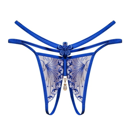 BYHONG Women Thong Panties Thong Lace Pants Ladies Briefs Underwear Womens Underwear Blue One Size