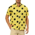 thumbnail image 4 of Camisa de playa de polka dots para hombres INSPIRE CHIC, de botones, de manga corta, casual M Amarillo, 4 of 6