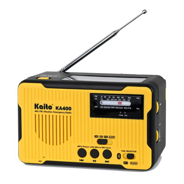 Kaito KA400 Emergency AM FM NOAA Weather Alert Radio with Solar Crank