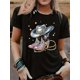 thumbnail image 1 of Short-sleeved Western Cowboy Series Printed T-shirt, Fashionable and Trendy, Casual and Versatile, Regular Length for All Seasons. The design of this product is printed with rhinestones/glitter only, 1 of 4