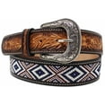 thumbnail image 2 of 20   Kids Child Youth 1-1/4" Wide Western Floral Beaded Leather Belt 26FK38C, 2 of 4