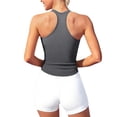 thumbnail image 5 of Duoif Womens Tank Tops Ribbed Racerback Workout Tank, Built-In Bra Athletic Top Womens Shirts Dark Gray XXL, 5 of 6