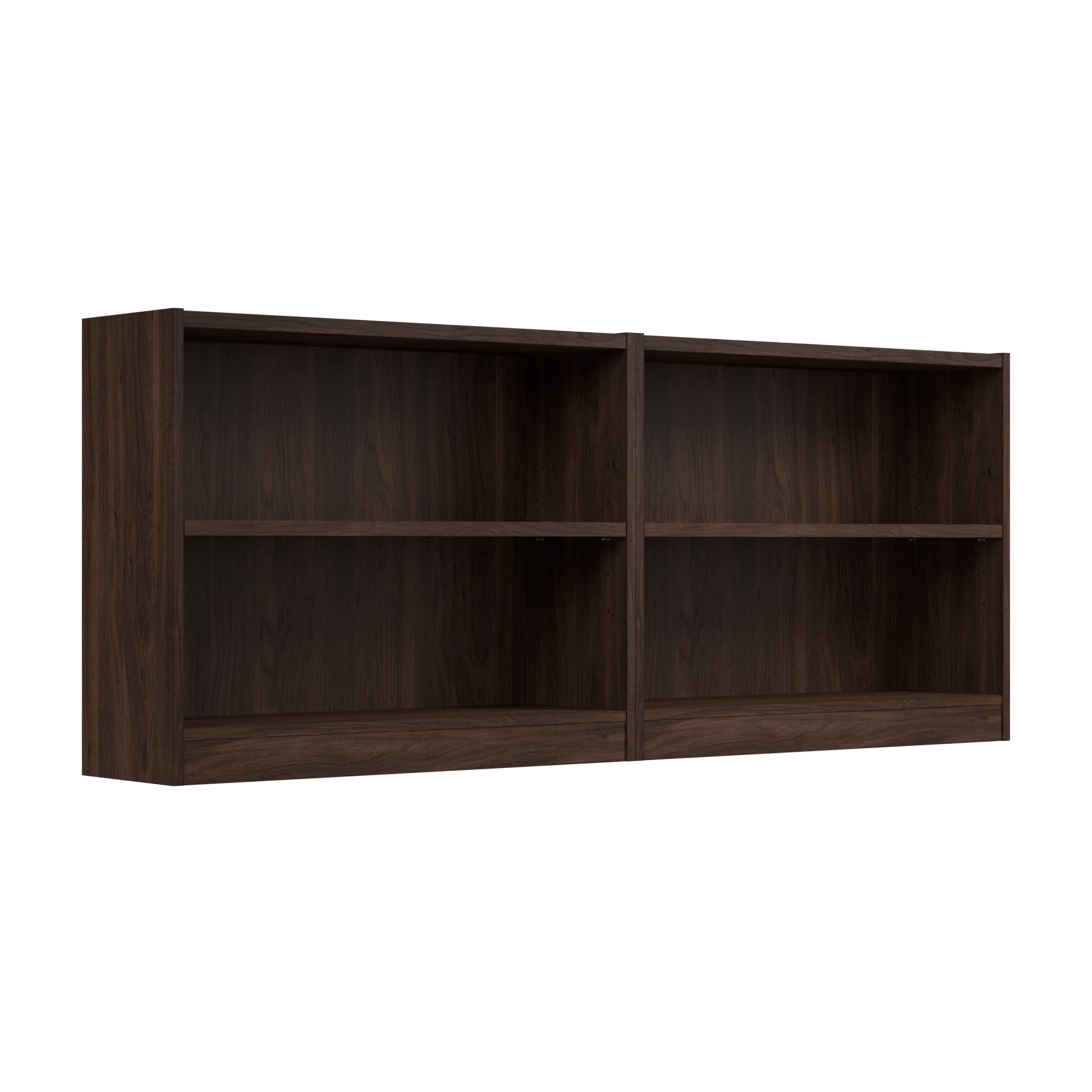 Universal Small 2 Shelf Bookcase Set in Black Walnut - Engineered Wood