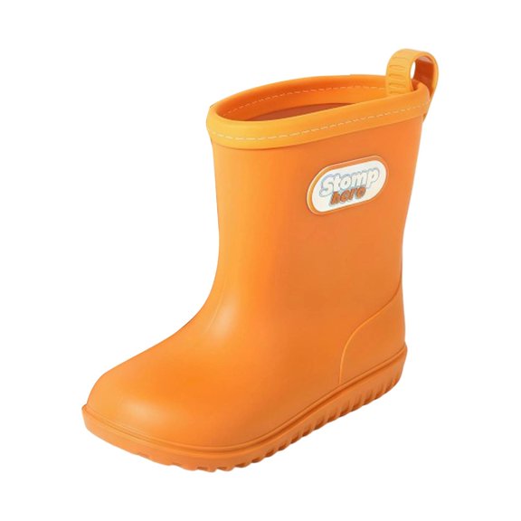 Yuncity Rain Boots For Kids Ankle Water Shoes Waterproof Letter Print Non- Durable Outdoor Daily And Rainy Days Wear Unisex Toddler Boots Size 18-24 Months Orange