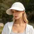 thumbnail image 5 of Sun Protective Outdoor Ladies Hat With Thin Brim Beach Sunshade Visor for Face Loop Hair Tie Hole Adjustable Summer Travel Cap, 5 of 7