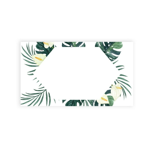 Koyal Wholesale Tropical Geometric Monstera Palms Place Cards for Wedding Party Tables, Seating Place Cards, 60 Pack