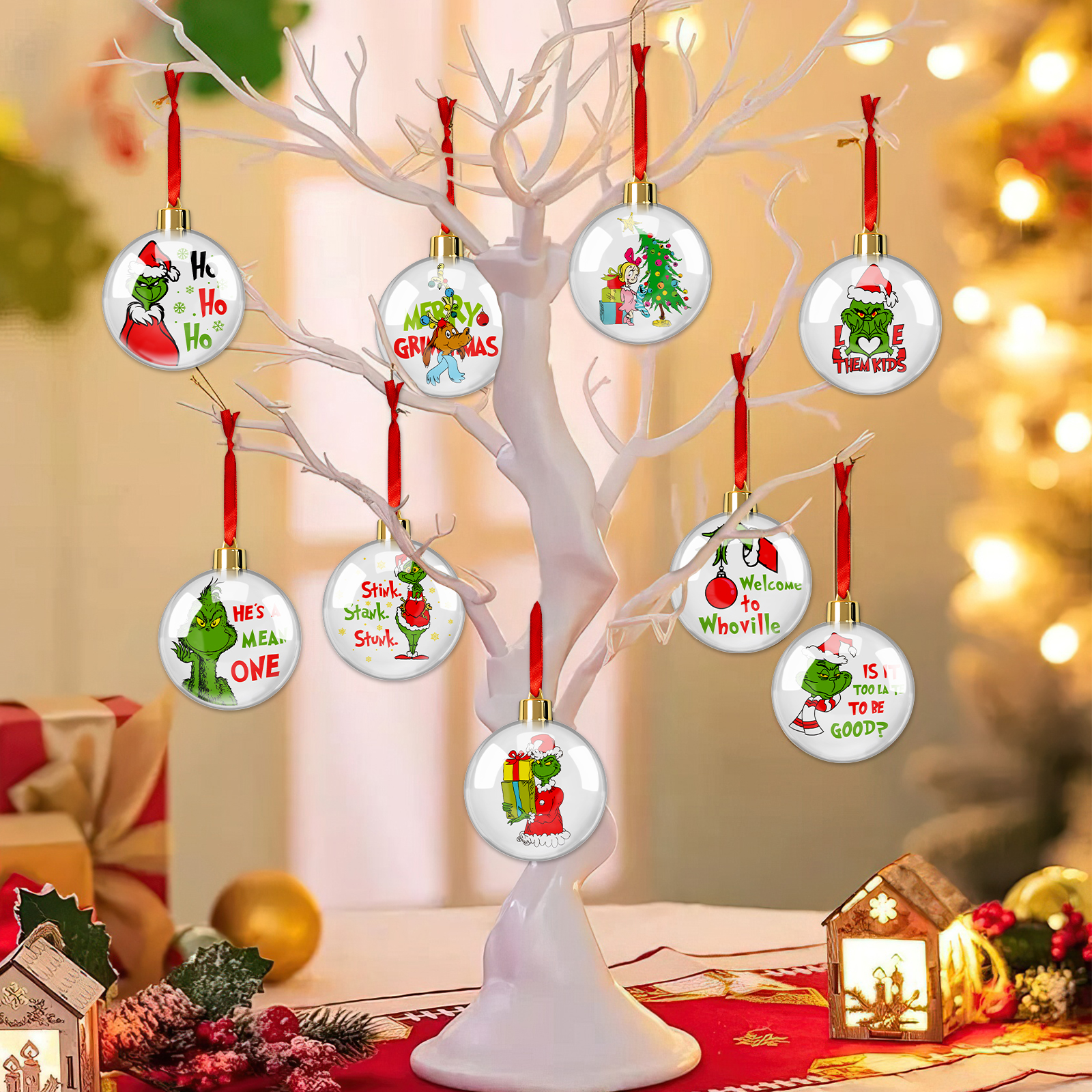 GuassLee 10-Pack Clear Acrylic Christmas Ball Ornaments photo 5