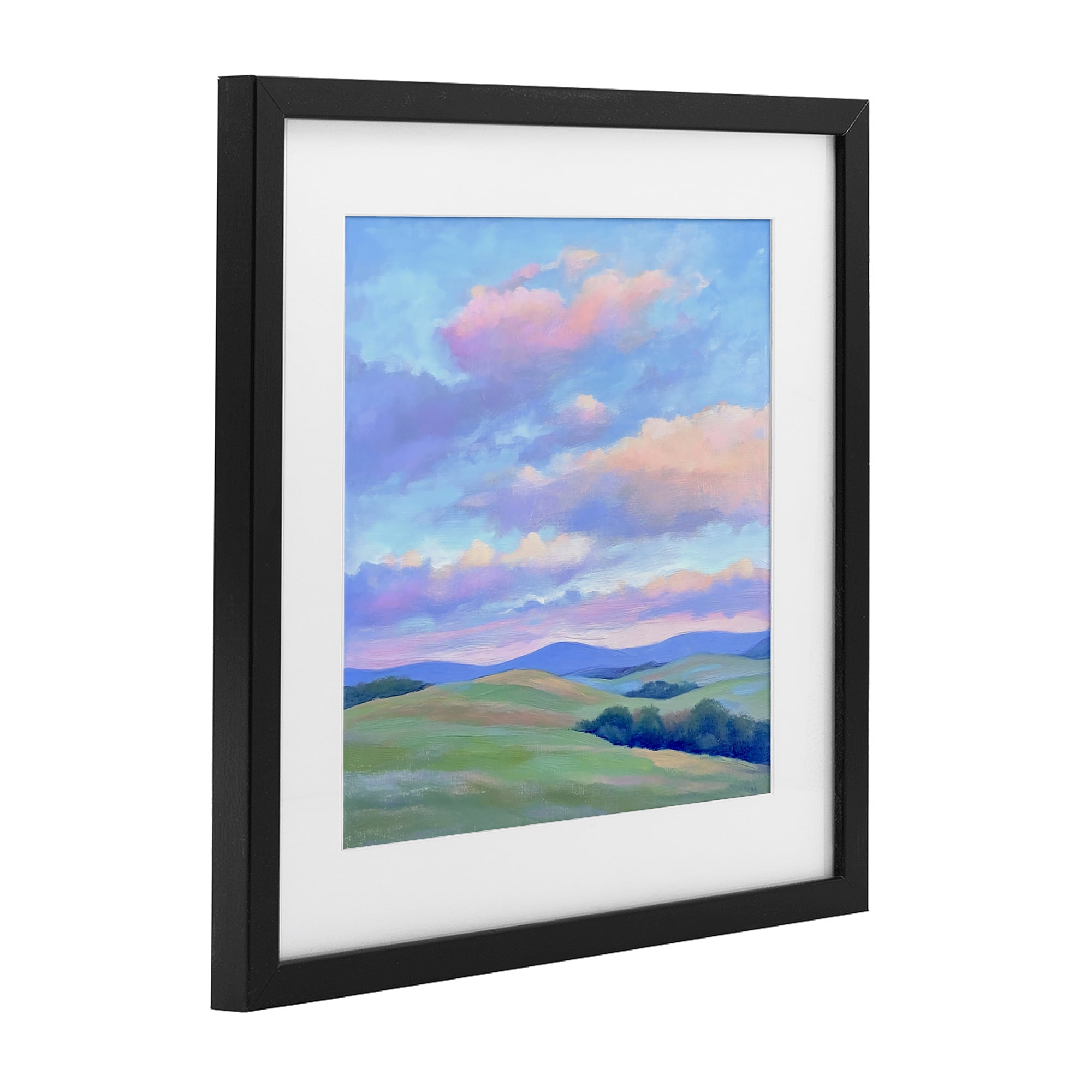 Stupell Industries Rolling Hills with Soft Sunset Black Framed Print Under Glass, design by Creative Studio