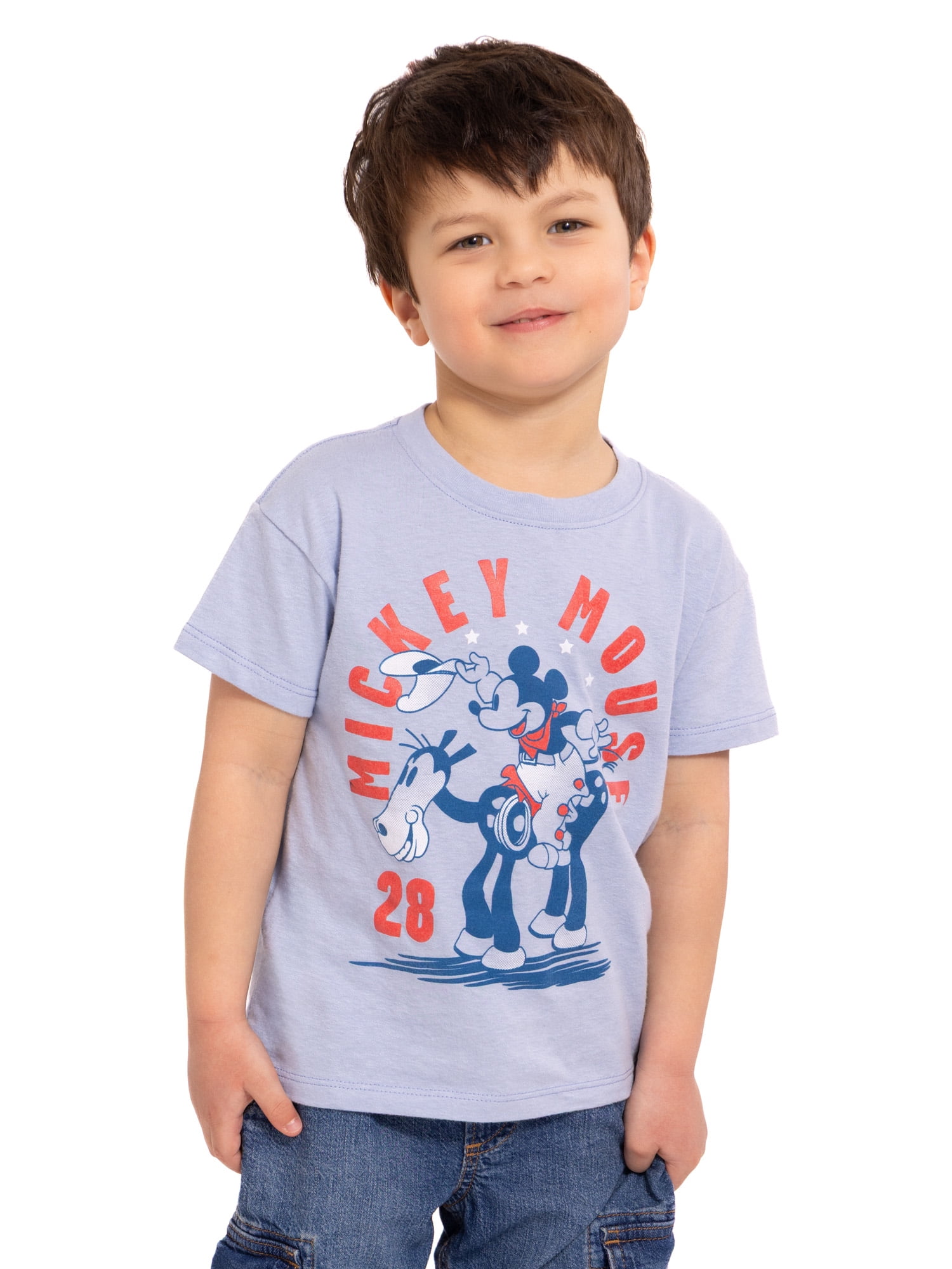 Mickey Mouse Toddler Graphic Patriotic Americana Americana Crewneck Tee with Short Sleeves, Sizes 12M-5T