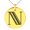 Gold, variant on Stainless Steel Letter N Initial Metro Retro Monogram Engraved Small Medallion Circle Charm Pendant Necklace