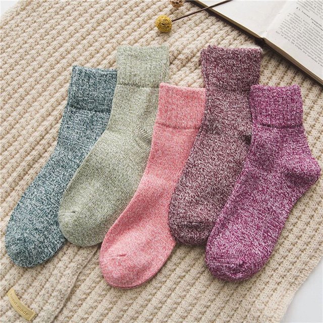 10 pares de calcetines de lana, calcetines térmicos para mujer, calcetines cálidos de invierno para mujer, calcetines de punto gruesos, calcetines de invierno para mujer, coloridos