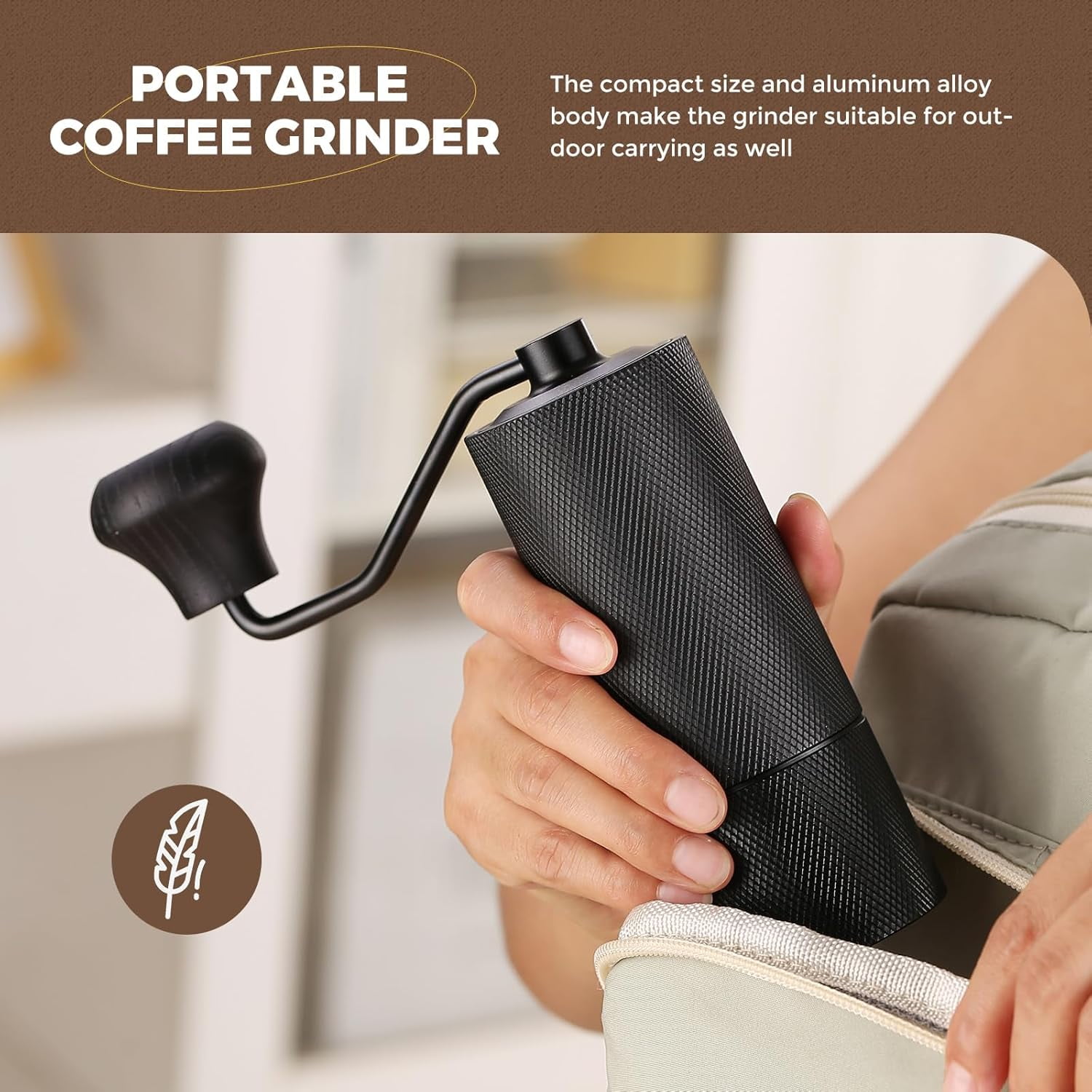 Manual Coffee Grinder CNC Stainless Steel 7  Conical Burr with 12 Adjustable Gears for Espresso Drip French Press Portable Bean Mill