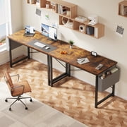 CONCETTA 47 Inch Computer Writing Desk with Storage Bag, Steel Frame for Home Office Study, Brown