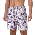 thumbnail image 2 of Uemuo Violets Flowers Pattern Mens Swim Trunks Quick Dry Board Shorts with Mesh Lining, Stretch Beach Shorts Quick Dry No-Chafing Board Shorts-Small, 2 of 9