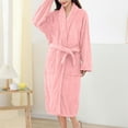 thumbnail image 5 of Kixjoy Long Robes for Women Oversized Fuzzy Long Sleeve Bathrobe Lightweight Soft Warm House Coat Fall Basic Casual Women's Sleepwear with Pockets, Pink, 5 of 5