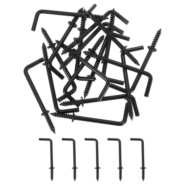 Paquete de 40 ganchos en forma de L, ganchos de tornillo de ángulo recto de 1-1/2 pulgadas para colgar, negro