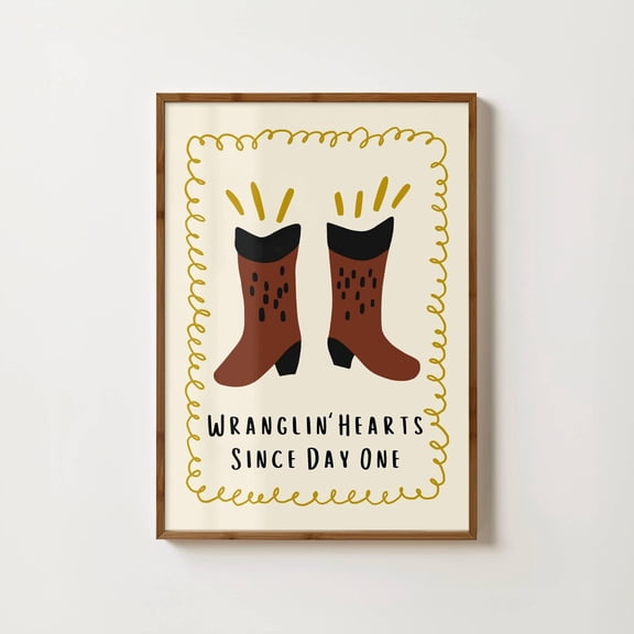 Wranglin Hearts Cowboy Nursery Print Western Nursery Decor Trendy Nursery Art Boys Nursery Quote Print Bedroom Art Cute Toddler Art Home Decor #1167, Unframed Poster Size 8x12