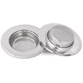 thumbnail image 1 of Juego de coladores de acero inoxidable para fregadero, paquete de 2, 18 mm de profundidad, 2,75 pulgadas/7 cm de diámetro, perfectos para fregaderos de cocina, 1 of 5