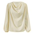 thumbnail image 4 of Women's Solid Color Long Sleeve V Neck Pleated Casual Shirt Blouses for Women plus Sizes Women Light Blouses Sports Jackets for Women Extra Long plus Size plus Size Straps plus Size Winter Tops for, 4 of 4
