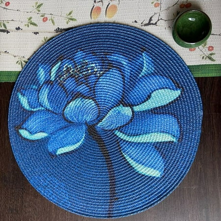 

QWZNDZG Chinese style table mat creative placemat Chinese printing waterproof and oil-proof dinner plate mat round placemat spot
