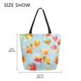 thumbnail image 5 of Open Top Canvas Tote Bag with Zipper Reusable Shopping Bag 13.5x15" Roomy Carryall Colorful Autumn Maple Leaves, 5 of 9