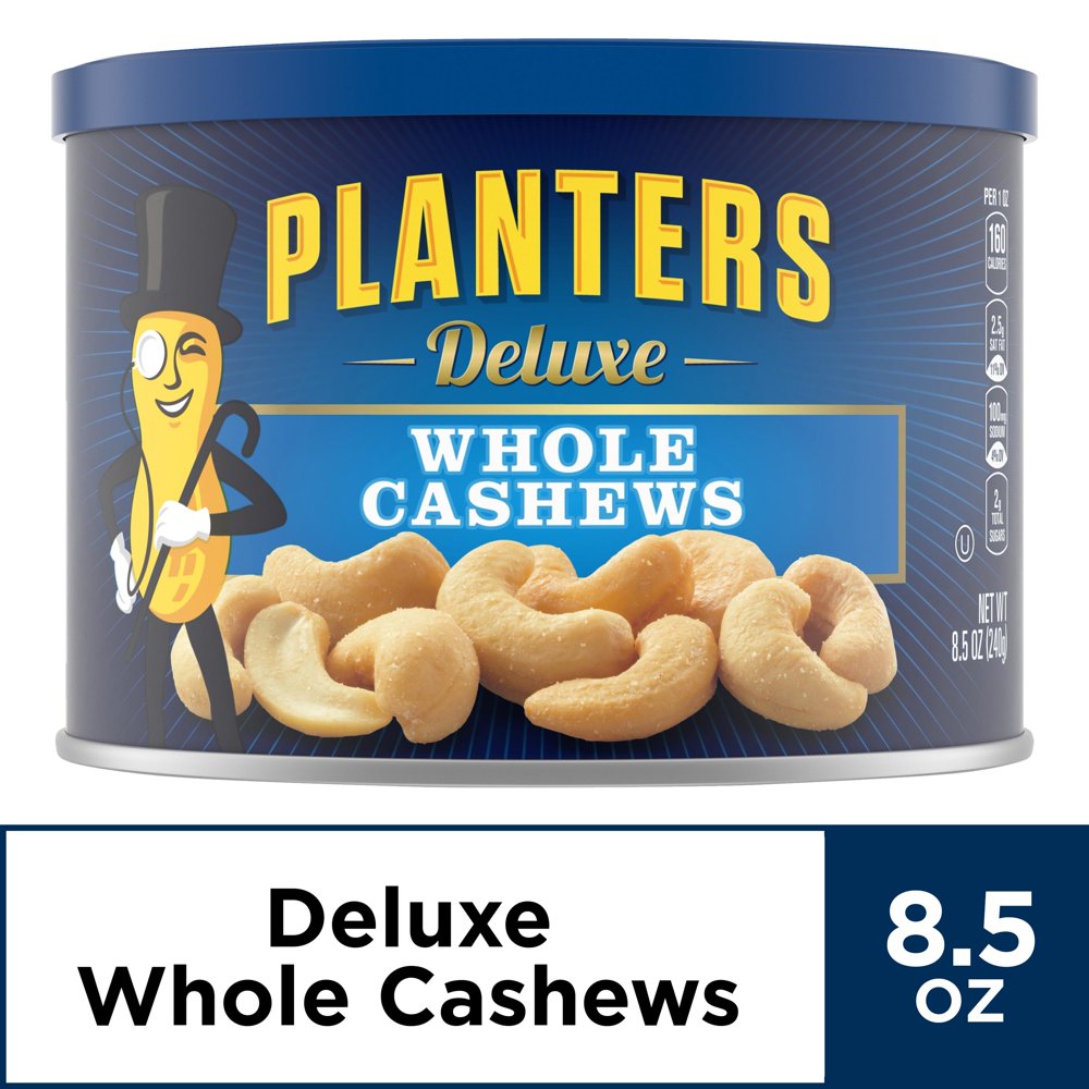 Planters Deluxe Whole Cashews, 8.5 oz Canister