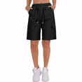 thumbnail image 3 of Women'S Summer Casual Cargo Shorts Elastic Waist Drawstring Hiking Bermuda Shorts with Pockets, 3 of 6