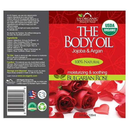 Organic The Body Oil, Sexy Bulgarian Rose, DA Certified Organic, 5 oz