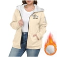 thumbnail image 2 of Horkkom Zip Up Hoodie Women Fleece Fuzzy Plus Size Winter Coats Warm Letter Print Sweatshirts with Pockets XL, 2 of 6