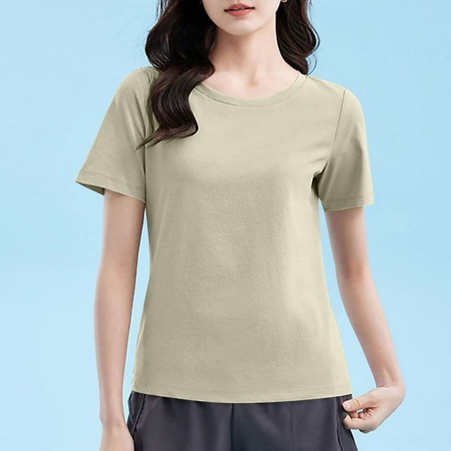 mfyjkho Tops Para Hacer Ejercicio, Blusa Informal De Manga Corta Con Capucha Y Cuello Redondo De Talla Grande Para Mujer Tops Para Hacer Ejercicio Xl