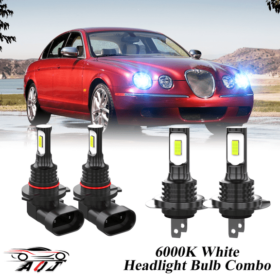 8000K Ice Blue LED Headlight Bulbs Combo Kit For Jaguar S-Type 2000-2008