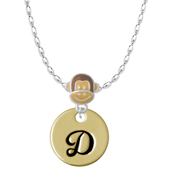 Delight Jewelry Goldtone Large Disc Letter - D - 3/4'' Mia Monkey Charm Necklace