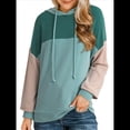 thumbnail image 3 of Sudadera con Capucha para Mujer, de Gran Tamaño, con Bloques de Color, Larga y Cordón Ajustable, Estilo Casual, Otoño 2025 Verde S, 3 of 5