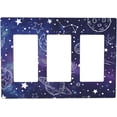 thumbnail image 1 of NICKSUN Galaxy Space Purple Combination Wall Plate, 3 Gang 3 Rocker Outlet Cover Decorative Switch Plate for Office Home Decor, 4.5 x 6.38 Inch, 1 of 7