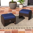 thumbnail image 2 of Patiojoy 2 Pieces Outdoor Patio PE Wicker Ottomans with Removable Cushions Footstools Navy, 2 of 9
