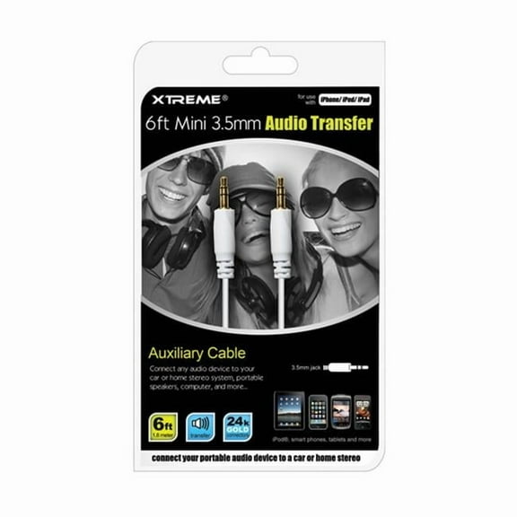 Xtreme Cables 50602 3.5 Transfer Cable- White - 6 ft.