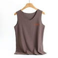 thumbnail image 2 of Stamzod Womens Undershirt Tank Tops Solid Color V-Neck Sleeveless Thermal Underwear for Women Casual Oversized Thermals Shirts Coffee B L, 2 of 3