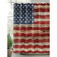 thumbnail image 2 of Fsddascl American Flag Shower Curtain Set - 36" x 78" Washable Bathtub Curtain with 12 Hooks, Blue Red Star Stripe Farmhouse Wooden Waterproof Fabric Stall Shower Curtains for Bathroom/Bathtub, 2 of 6