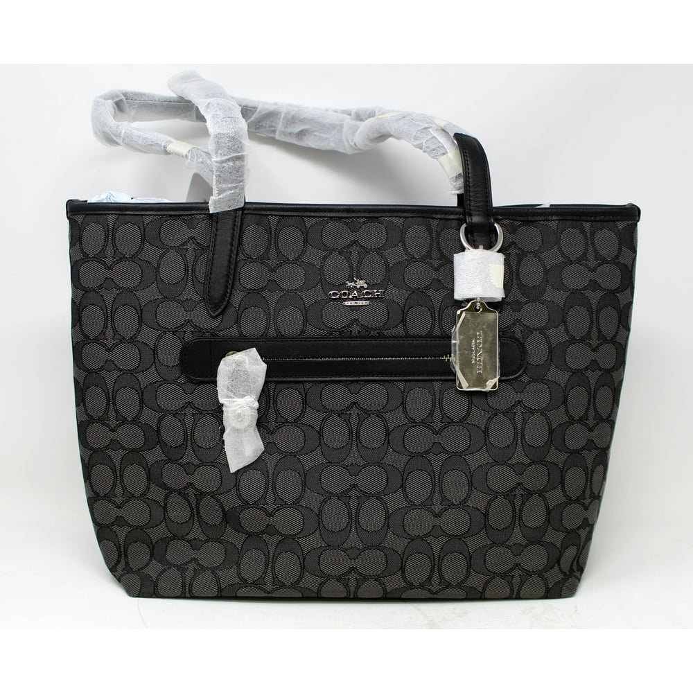 Coach Coach Signature Taylor Jacquard Tote SV/Black Smoke/Black 37229