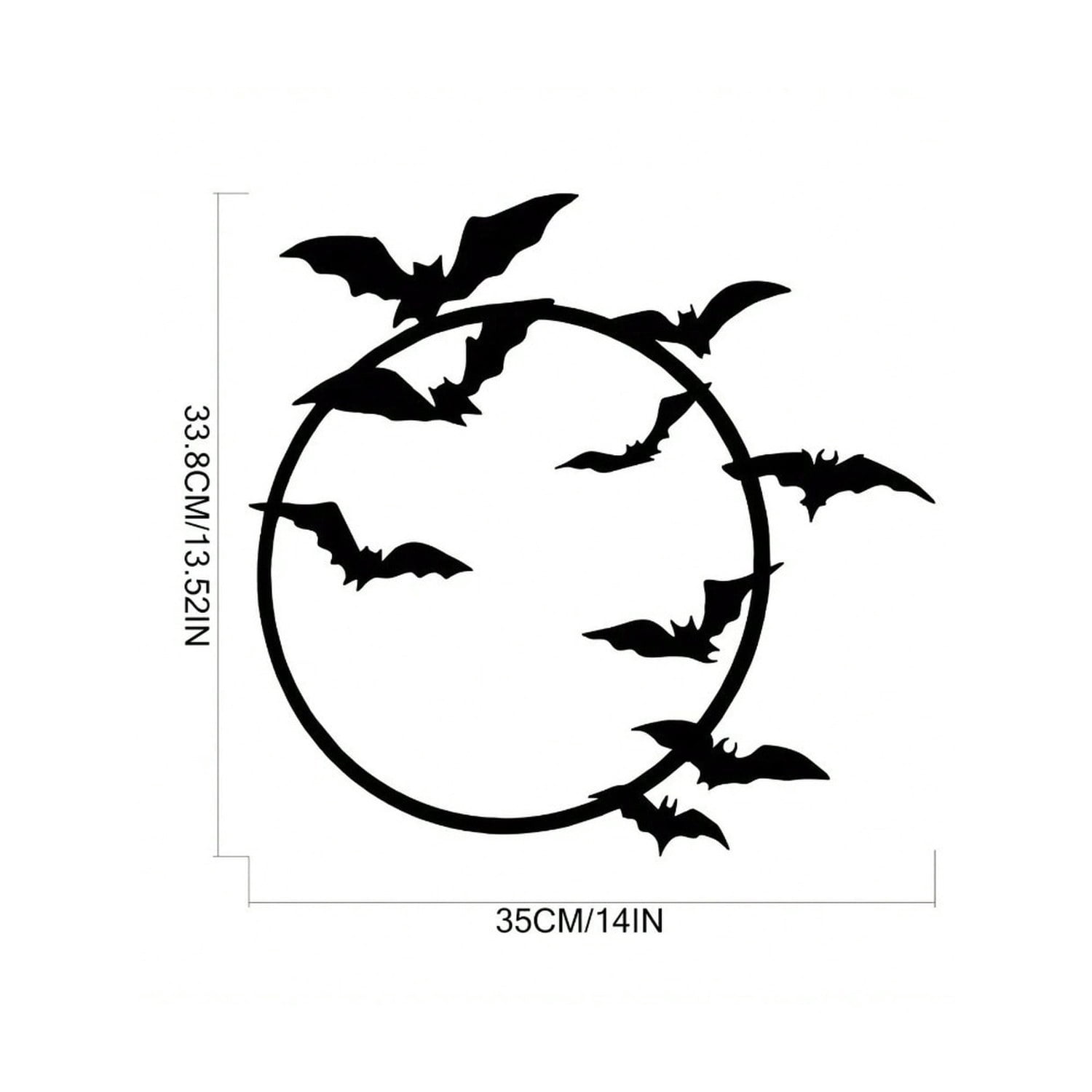Gothic Bat Wall Decor, Winged Silhouette Metal Sign for Indoor and Outdoor Halloween