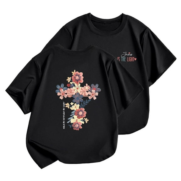 Hienoo Infant Girls T-Shirt Short Sleeved Graphic T Shirt Versatile Pullover Tshirt