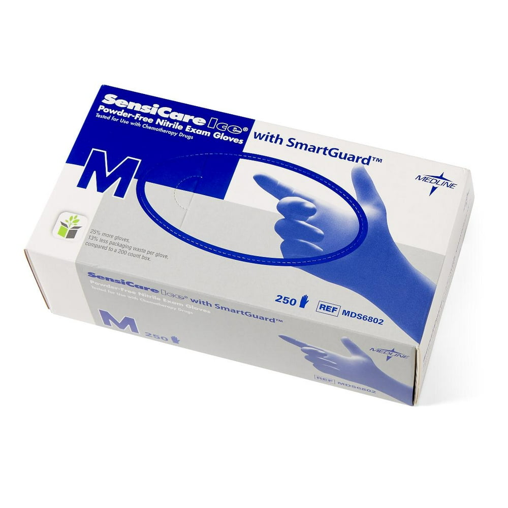 Medline SensiCare Ice Blue Nitrile Exam Gloves,Medium,Violet Blue