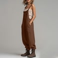 thumbnail image 7 of MLCDZ Women Dressy Jumpsuits Cotton Linen Square Neck Sleeveless Overalls Adjustable Strap Bib Overalls Baggy Summer Romper with Pockets, 7 of 7