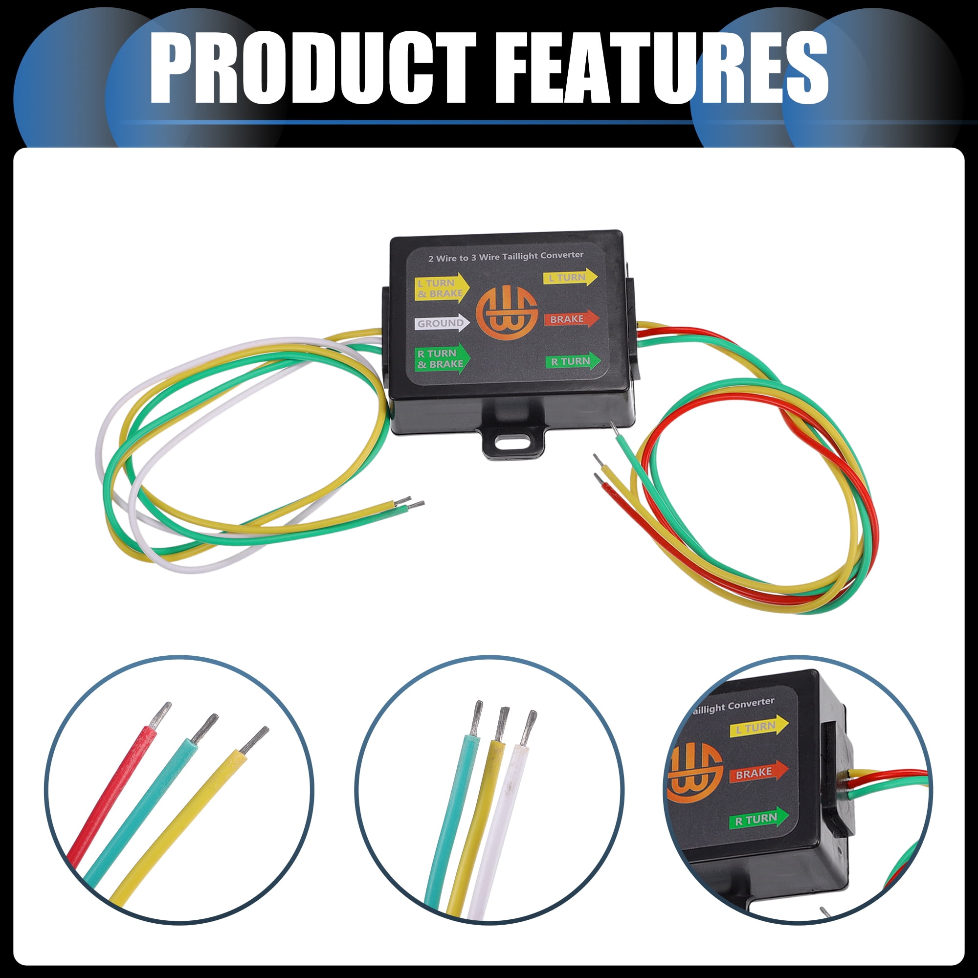 Unique Bargains 2 to 3 Wire Splice-in Trailer Tail Light Converter for RV Towing Solution