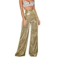 thumbnail image 1 of Mujer Pantalones Casuales Glitter Lentejuela Pierna Ancha Cintura Alta Rectos Largos para Todas las Temporadas Dorado L, 1 of 7