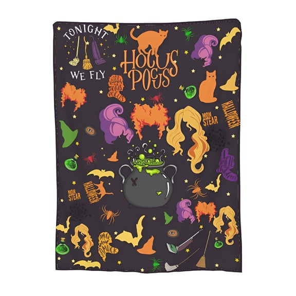 AUQ 2026 New Halloween Blanket Witch Sanderson Flannel Sisters Fleece Blankets and Throws for Living Room, Bedroom, Sofa, Nap Time (50" X 60")